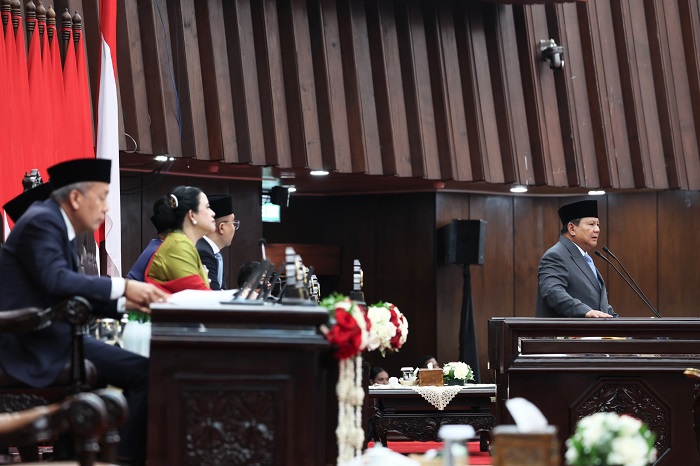 Presiden Prabowo Subianto saat menyampaikan Pidato Kenegaraan di Gedung MPR/DPR/DPD, Jakarta, (Dok. Tim Media Prabowo)